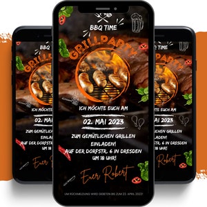 eCARD Grillparty Einladung | digitale Whatsapp Einladungen zum Grillen | digitale Geburtstagseinladung Grillfest | Online Einladungskarte