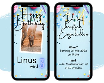 eCARD kinderfeestje viering uitnodiging | digitale Whatsapp Instagram Facebook e-mail uitnodigingen | animatie | online uitnodigingskaart