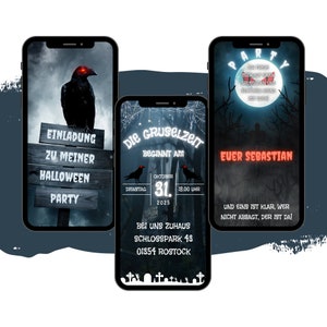 eCARD Invitation au château de la fête d’Halloween | Invitation numérique Whatsapp Halloween | Carte d’invitation animée de citrouille effrayante | Célébration d'Halloween
