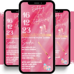 Invitación de cumpleaños eCARD para 18, 20, 30, 40, 50 y 60 años | Invitación digital de WhatsApp | Tarjetas de cumpleaños personalizadas