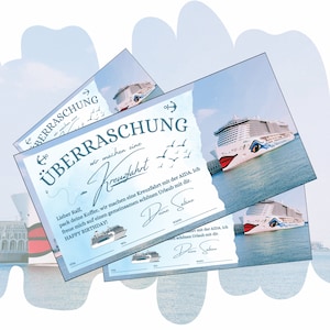 Gutschein für eine Kreuzfahrt | Geschenkidee Schiffsreise | Kurzurlaub auf dem Wasser | Geschenkgutschein Kreuzfahrtschiff | Reisegutschein