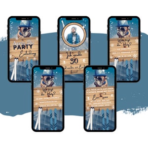 eCARD Geburtstagseinladung Apres Ski | Digitale Whatsapp Pistenparty Einladungskarte | Animierte Geburtstagseinladung Hüttengaudi Ski Hase