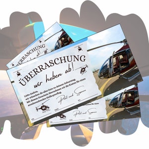 Gutschein Helikopterflug zum Ausdrucken | Hubschrauber Rundflug | Erlebnisgutschein Vorlage als Geschenk | Geschenkidee Helikopter Abenteuer