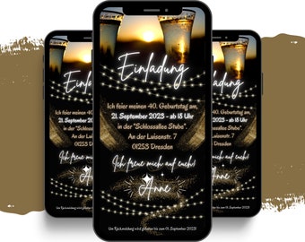 eCARD Birthday Party Invitations for 18th, 20th, 30th, 40th, 50th | Digital WhatsApp Invitations | Personalized Animated Invitation Cards
