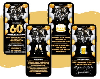 eCARD Einladung zum Geburtstag | Digitale Whatsapp Geburtstagskarte | Personalisierte Animierte Party Einladungskarten | Handyeinladung