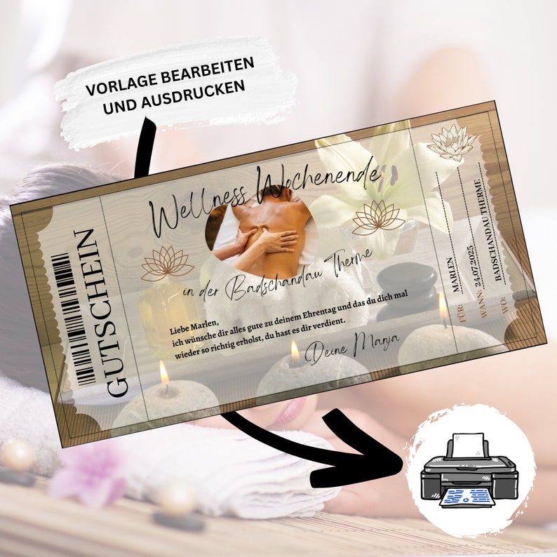 Gutschein Für Ein Wellness Wochenende Vorlage Gutschein für ein Wellness Spa Wochenende Geschenkgutschein - Etsy.de