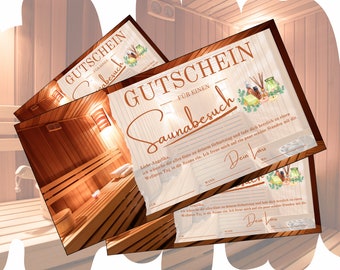Printable sauna voucher - Wellness gift - Sauna day experience voucher - Spa birthday template - Gift voucher