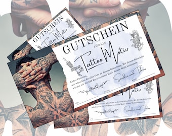 Voucher for a tattoo studio | Template to print out | Tattoo voucher as a birthday gift idea | Tattoo voucher to design