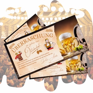 Gutschein Vorlage Oktoberfest zum Ausdrucken |  Erlebnisgutschein Lederhose Wiesn zum Geburtstag | O'zapft is Bierfest Dirndl Geschenkidee