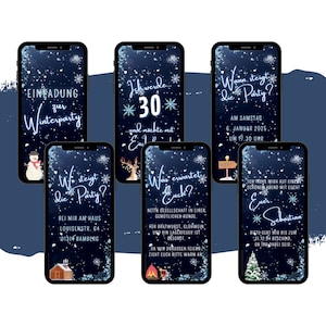 eCARD winterfeestuitnodiging | Digitale WhatsApp Winter-uitnodigingskaart | Geanimeerde gepersonaliseerde winterkaart als verjaardagsuitnodiging