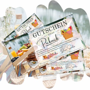 Voucher voor een picknick | Cadeaubonsjabloon om af te drukken | Cadeaubon voor een momentje samen | Picknick cadeau-idee