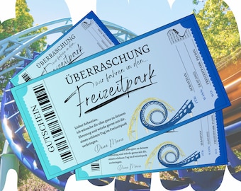 Gutschein für einen Freizeitpark zum Ausdrucken | Freizeitparkbesuch Geschenkgutschein Geburtstag | Erlebnisgutschein für einen Erlebnispark