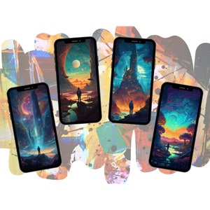 eCARD paysage naturel avec homme | Fond d'écran WhatsApp Fond d'écran de téléphone portable | Contexte d'un monde de rêve abstrait | Art de l'IA