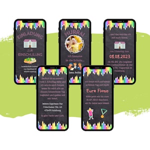 eCARD Einladung Einschulung | Digitale Whatsapp Einschulungskarte | Schulkind | Schulanfang | Animierte Schulstart Karte | Schuleinführung
