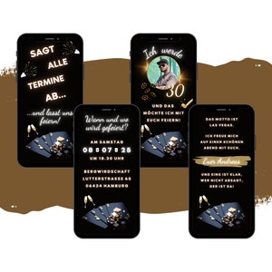 eCARD Invito alla festa del casinò di Las Vegas | Carta di invito al poker digitale WhatsApp | Roulette di invito di compleanno | Biglietti per feste a tema