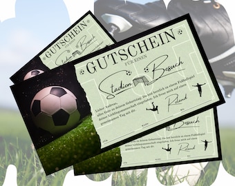 Cupón imprimible para visitar un estadio | Idea de regalo para un partido de fútbol | Cupón para un estadio de fútbol | Cupón regalo de fútbol