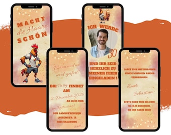 Invitación de cumpleaños en eCARD | Invitaciones digitales para WhatsApp | Embellece el cabello | Divertida tarjeta de cumpleaños animada y personalizada para móvil