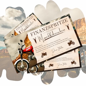 Vale para el permiso de conducción de ciclomotor | Plantilla de moto para imprimir | Vale regalo para un permiso de conducción de ciclomotor | Idea de regalo 125