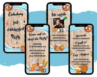 eCARD Oktoberfest Geburtstag Einladungskarte | Digitale Whatsapp Geburtstagskarte | Mottoparty O’zapft is! | Bierparty Wiesn | Bierkönig