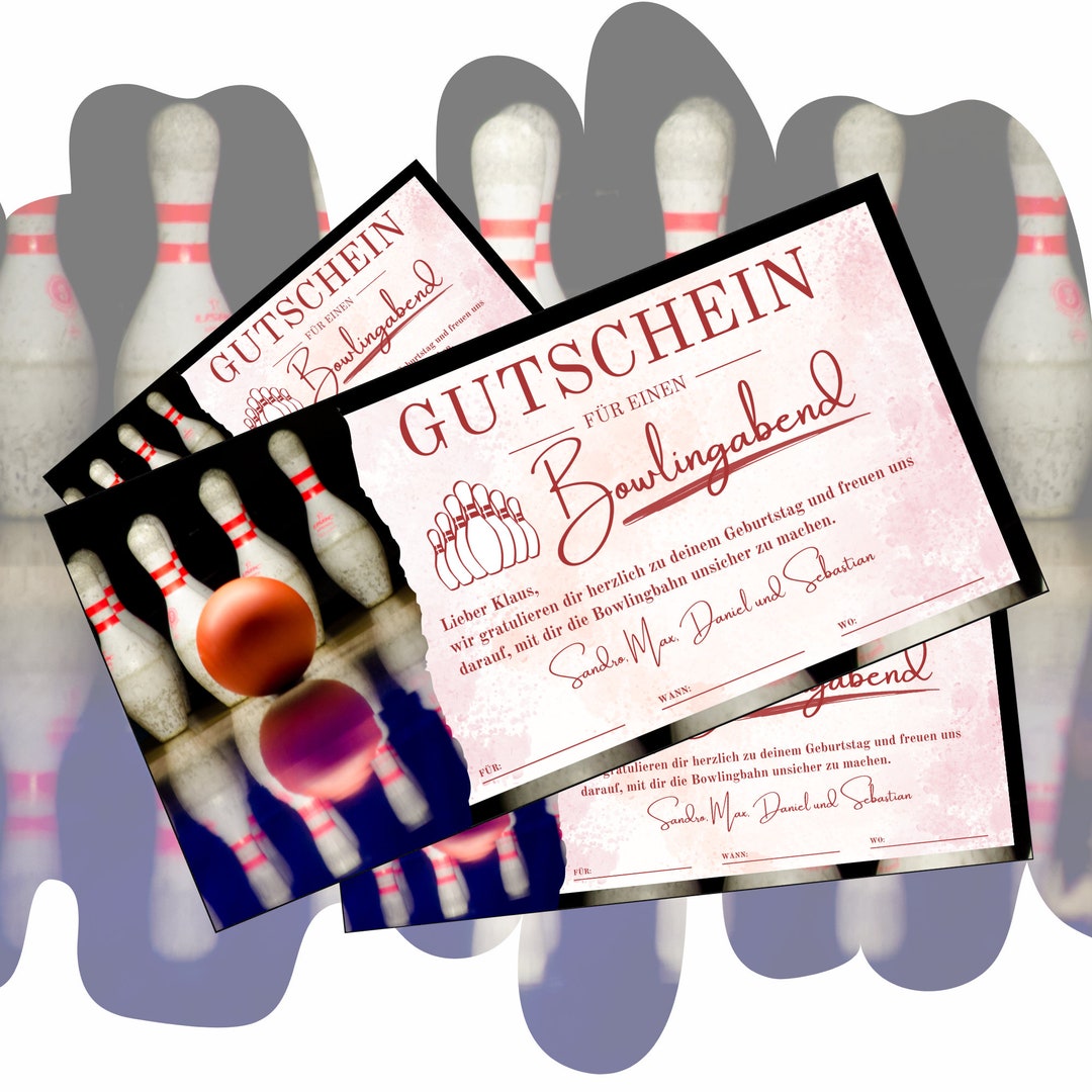 Voucher for a Bowling Evening to Print Out Bowling Gift Voucher Birthday Bowling Experience