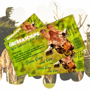 Bon pour une visite au zoo à imprimer | Chèque Cadeau Adventure Park Zoo Anniversaire | Carte de bons d'excursion au zoo aventure