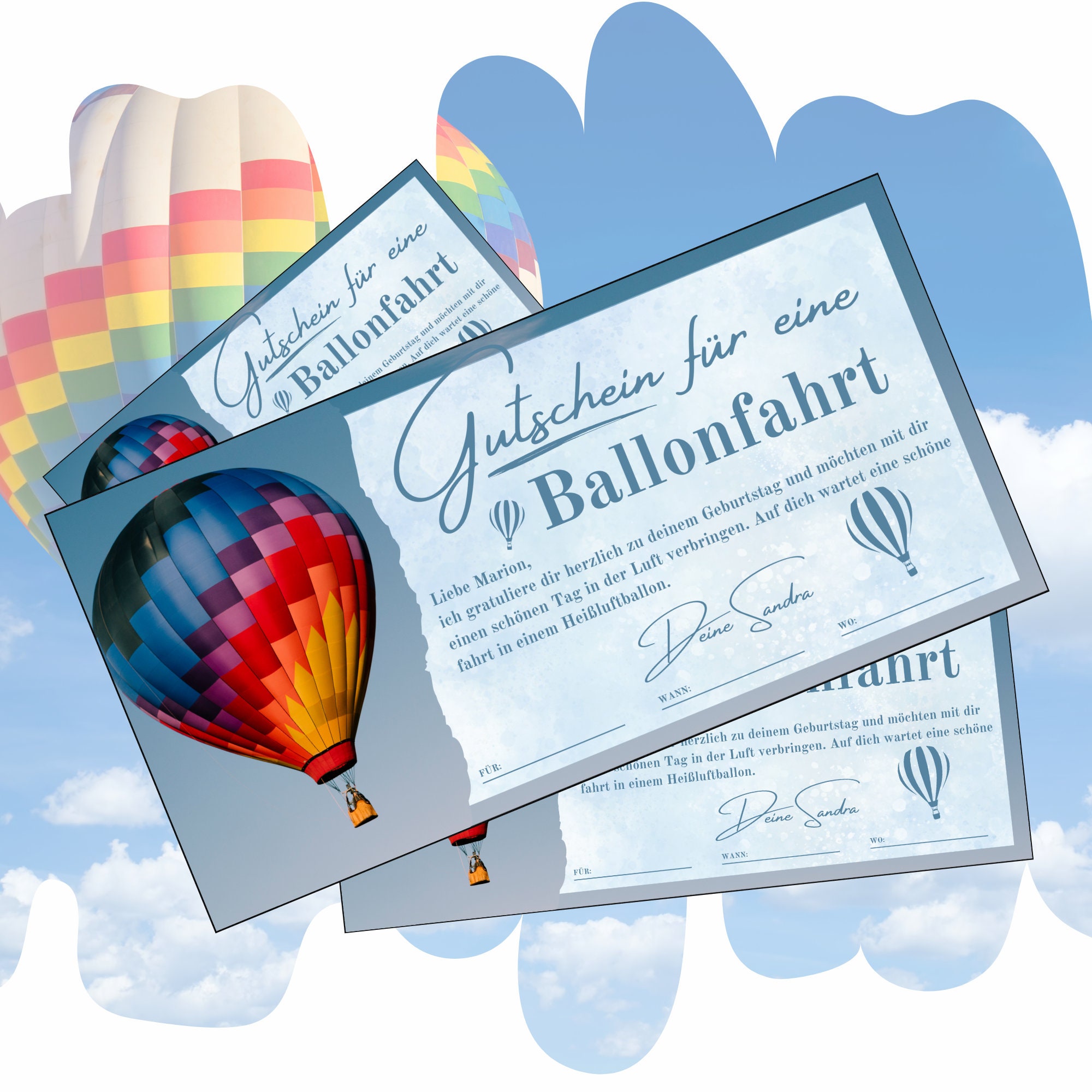 Voucher for a Balloon Ride to Print Gift Voucher for a Hot Air Balloon Ride Gift Idea Balloon Ride Voucher Card Etsy UK