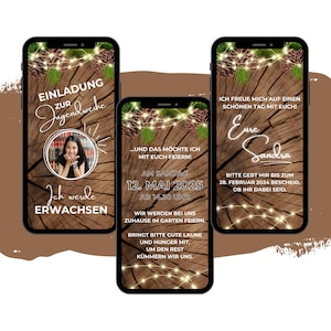 Tarjeta de invitación eCARD confirmación de consagración juvenil | Tarjeta Móvil Comunión Whatsapp Digital | Tarjetas de invitación animadas fiesta juvenil festival juvenil.