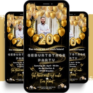 eCARD Geburtstags Party Einladung für 18. 20. 30. 40. 50. 60. | digitale Whatsapp Geburtstagseinladung | Personalisierte Animierte Karten