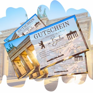 Gutschein für eine Reise nach Berlin zum Ausdrucken | Urlaub Reisegutschein Geburtstag Städtetrip | Geschenkidee Kurzurlaub nach Berlin