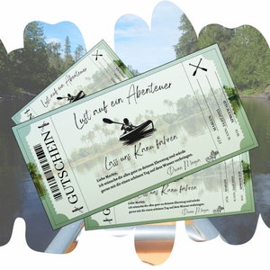 Voucher for a canoe tour to print out | Kayak course gift voucher birthday | Experience voucher canoe tour | Gift idea card