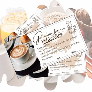 Gutschein für ein Frühstück | Vorlage Geschenkgutschein zum Ausdrucken | Frühstücksgutschein für ein Brunch | Geschenkidee Geburtstag Mama
