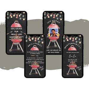 eCARD que refrigera e grelha o convite de festas | Coquetel Digital Legal do WhatsApp | Aniversário de cartão telefônico animado personalizado