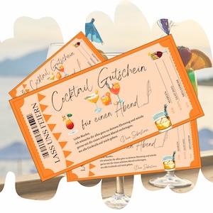 Gutschein Aperol Cocktail Vorlage zum Ausdrucken | Geschenkgutschein für einen Party Abend mit Prosecco | Geschenkidee zum selber gestalten
