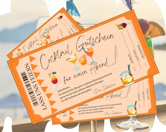 Voucher Aperol Cocktail template to print out | Gift voucher for a party evening with Prosecco | Gift idea to design yourself