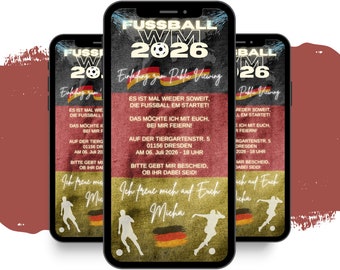 eCARD Voetbal WK EK Uitnodiging | digitale Whatsapp Instagram Facebook Publieke Kijkuitnodigingen | Geanimeerde Voetbalkaart | Uitnodigingskaarten