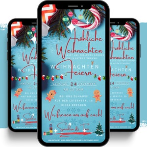 eCARD Weihnachtskarte | digitale Weihnachtsparty Whatsapp Einladungen | Weihnachtgruß | Personalisierte Animierte Merry Christmas Einladung