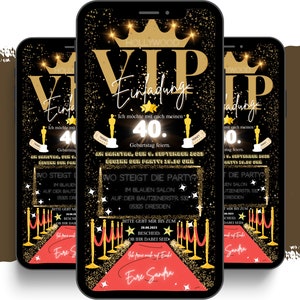 eCARD Hollywood Birthday Invitation | Digital Whatsapp VIP Pass Invitation Card | Birthday invitation | Movie stars theme party cards