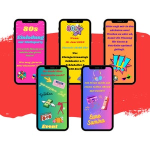 eCARD 80s 90s feestuitnodiging | Digitale Whatsapp Party uitnodigingskaart | Verjaardagsuitnodiging jaren '80 | Retro vintage themafeest