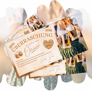 Gutschein Vorlage Oktoberfest zum Ausdrucken |  Erlebnisgutschein Lederhose Wiesn zum Geburtstag | O'zapft is Bierfest Dirndl Geschenkidee