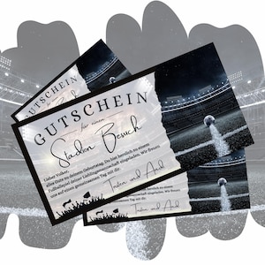 Gutschein für ein Stadion Besuch zum Ausdrucken | Geschenkidee Fußballspiel | Fußballgutschein Stadion | Geschenkgutschein Fußball