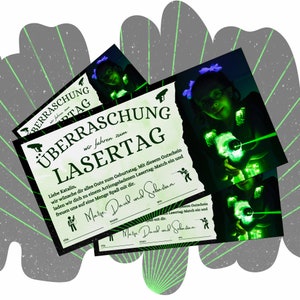 Plantilla de cupón para imprimir para laser tag | Certificado de regalo para laser tag | Idea de regalo para "tiempo en lugar de cosas" | Regalo para paintball con laser tag
