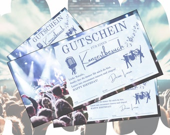 Gutschein für einen Konzertbesuch zum Ausdrucken | Konzert Geschenkgutschein Geburtstag | Geschenkidee Theaterbesuch | Geschenk für Oper