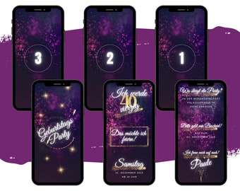 eCARD Birthday Party Invitation for 18th, 20th, 30th, 40th, 50th, 60th Birthdays | Digital WhatsApp Birthday Invitation | Personalized Birthday Cards