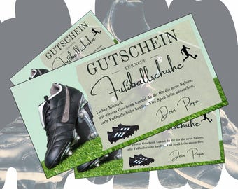 Printable voucher for new football boots | Football boots gift idea | Football match voucher | Football gift voucher