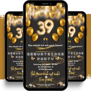 eCARD 18. 20. 30. 40. 50. Geburtstags Party Einladung | digitale Whatsapp Instagram Facebook Email Einladungen | Animierte Einladungskarten
