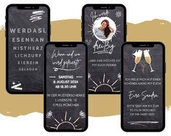 Lustige Geburtstagseinladung digital - WhatsApp Geburtstagseinladung - Sehtest Party eCARD - animierte Einladungskarte - Geburtstagskarte