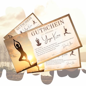 Gutschein für einen Yoga Kurs | Vorlage für Yoga Stunden zum Ausdrucken | Yogagutschein als Geschenkidee zum Geburtstag | Entspannungskurs