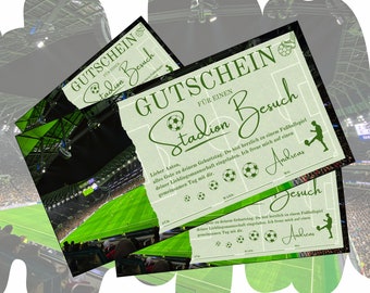 Gutschein für ein Stadion Besuch zum Ausdrucken | Geschenkidee Fußballspiel | Fußballgutschein Stadion | Geschenkgutschein Fußball