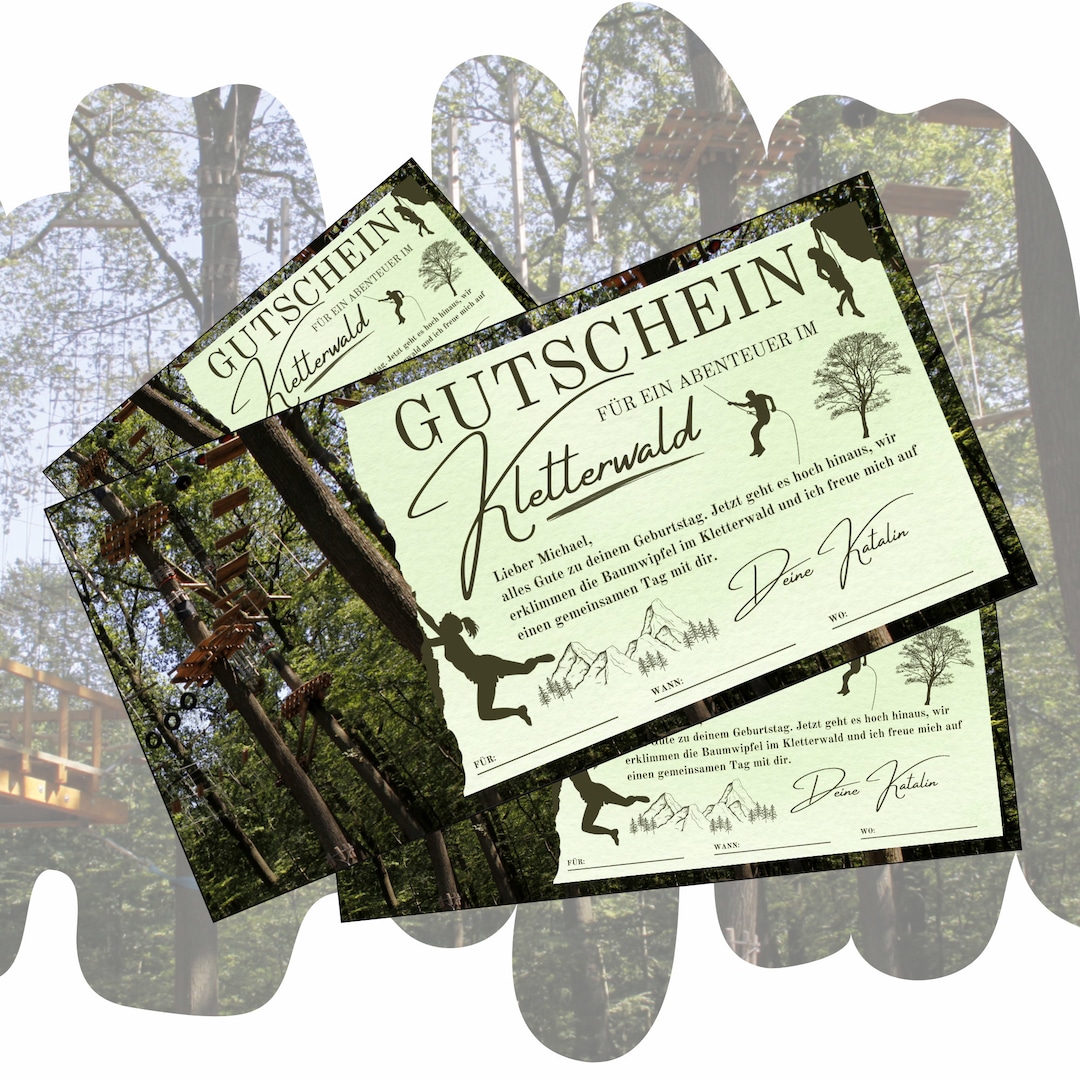Printable Voucher for a Climbing Forest | Gift Voucher for a Climbing ...