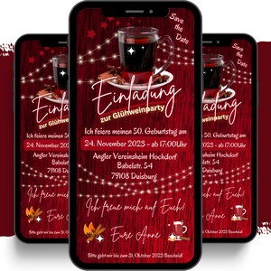 eCARD Glühwein Party Einladung | Digitale Whatsapp Glühweinfeier Einladungskarte | Animierte Personalisierte Weihnachten Glühweinpartykarte